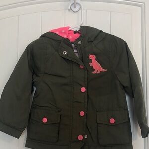 Kids Green Dinosaur Jacket with Pink Accents- carters